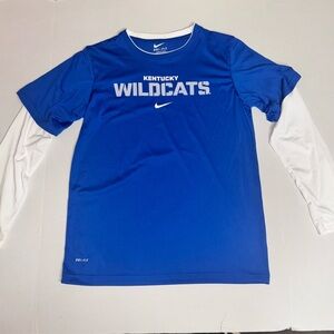 Nike Dri-Fit Kentucky Wildcats Mens XL Blue White Long Sleeve Performance Shirt